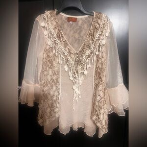 Elegant Cream Lace Women Top